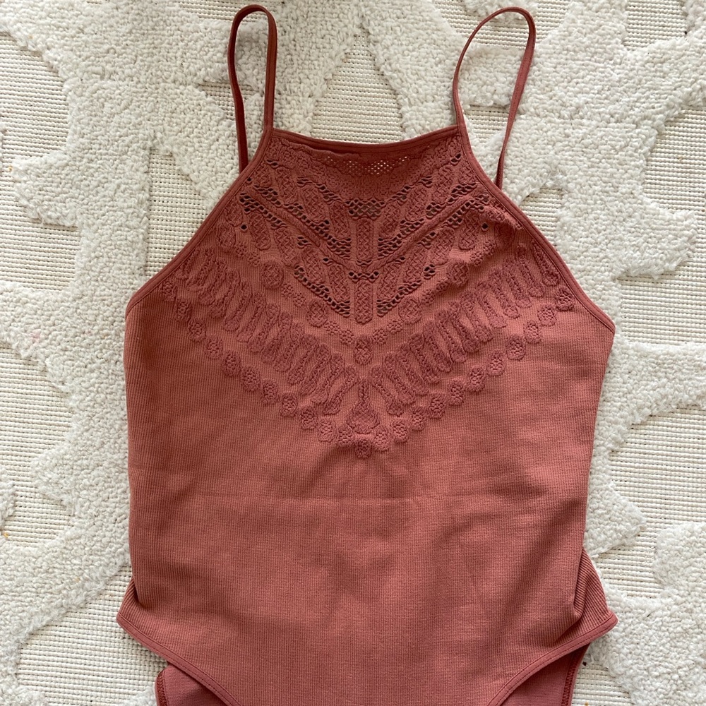 Free people intimately orange lace bodysuit